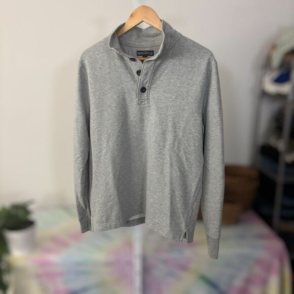 J crew mercantile Light Gray Pullover Henley sweater mens medium - Picture 1 of 6